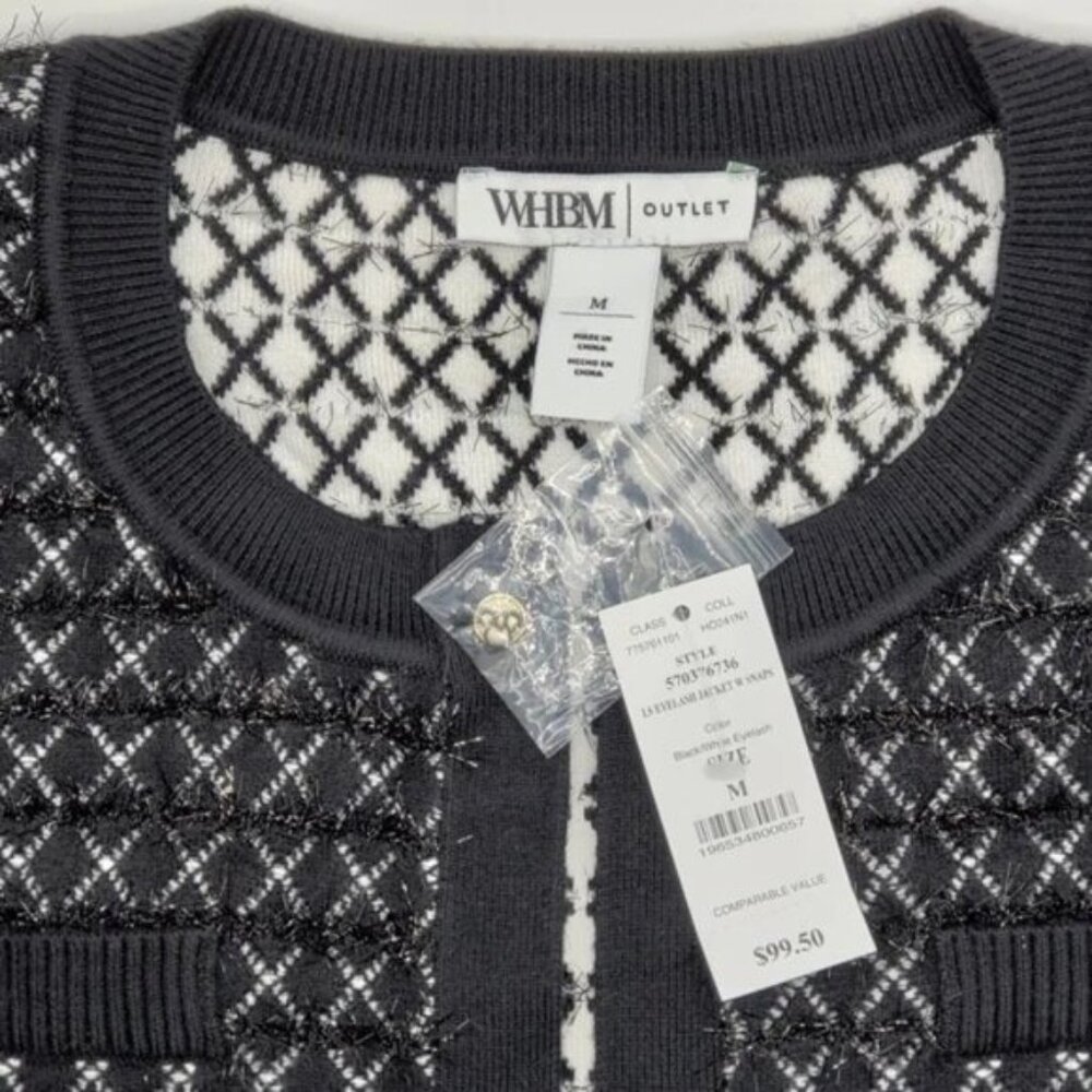 WHBM Eyelash Jacket Cardigan Sweater Top - Picture 4 of 7